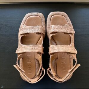 Loeffler Randall Blaise Brown Raffia Platform Sandal